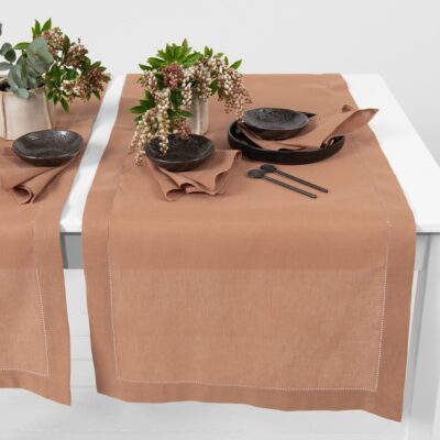 linen cotton light brown runner, in 2 sizes