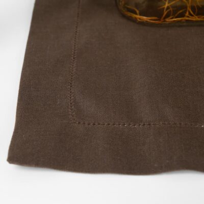 linen cotton brown placemat with hemstitch