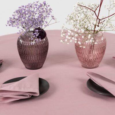 linen cotton round oval lilac tablecloth