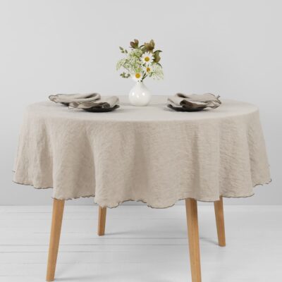 ARVO Tablecloth round natural linen 5 natural linen round tablecloth