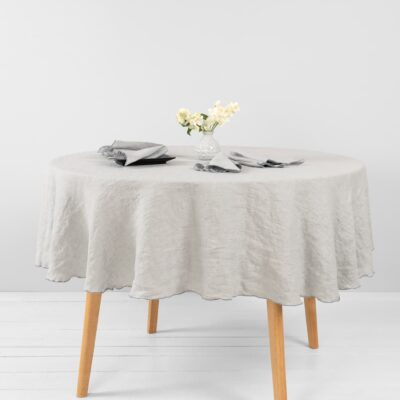 ARVO Tablecloth round grey 6 linen grey round tablecloth