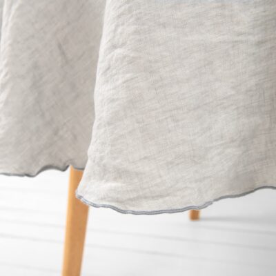 ARVO Tablecloth round grey 8 linen grey round tablecloth with dark grey babylock