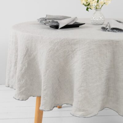 ARVO Tablecloth round grey 10 linen grey round tablecloth one size