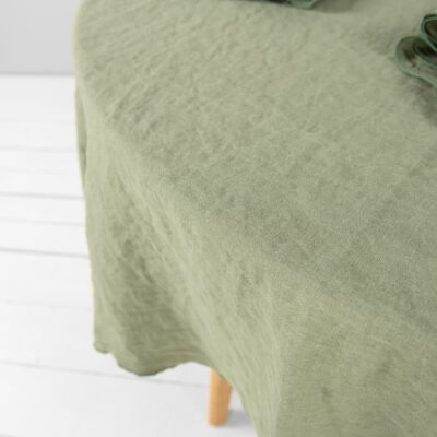 ARVO Tablecloth round green 11 old green linen round tablecloth washed