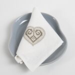 HARTY Table napkin white with beige embroidery