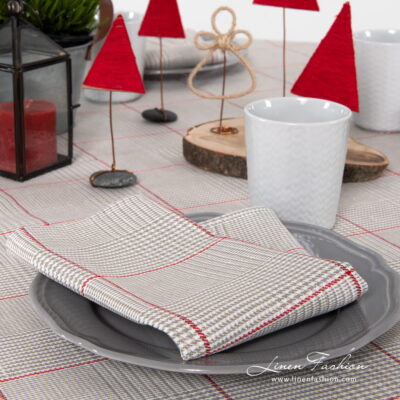 NATA Table napkin grey 4 Linen napkin grey checked