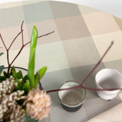 NATA Tablecloth round/oval greenish 8 round linen cotton checked green tablecloth in pastel colors