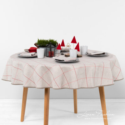 NATA Tablecloth round/oval grey 5 Round grey check tablecloth