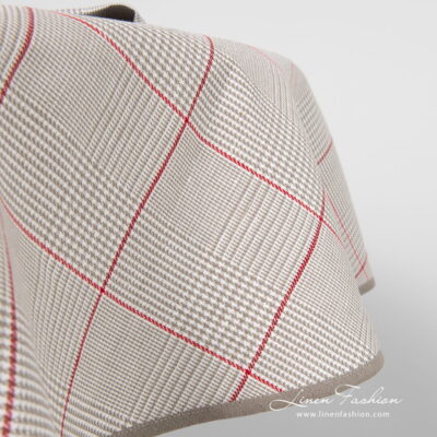 NATA Tablecloth round/oval grey 8 Round grey check tablecloth with narrow pipping