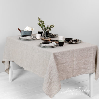 SOLO Tablecloth beige 5 Grey linen tablecloth, Solo.