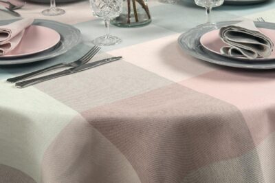 KARO Tablecloth round/oval light grey 5 KARO Tablecloth round/oval light grey