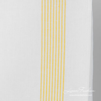 White linen cotton narrow striped fabric