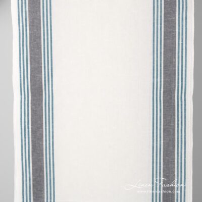 Off white linen cotton fabric with stripes.