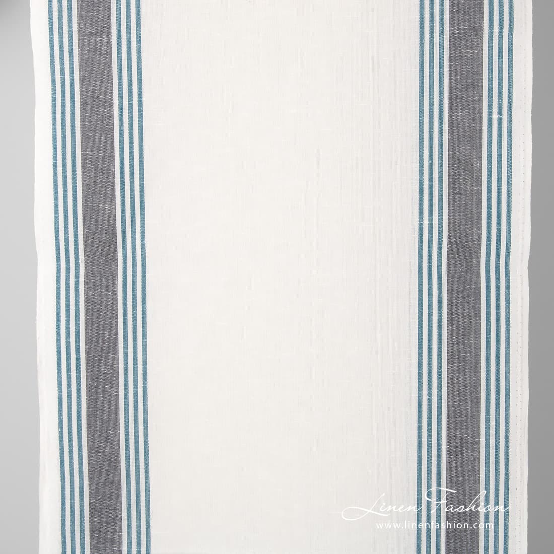 Off white linen cotton fabric with stripes.