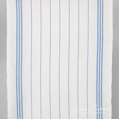 Linen cotton white striped fabric