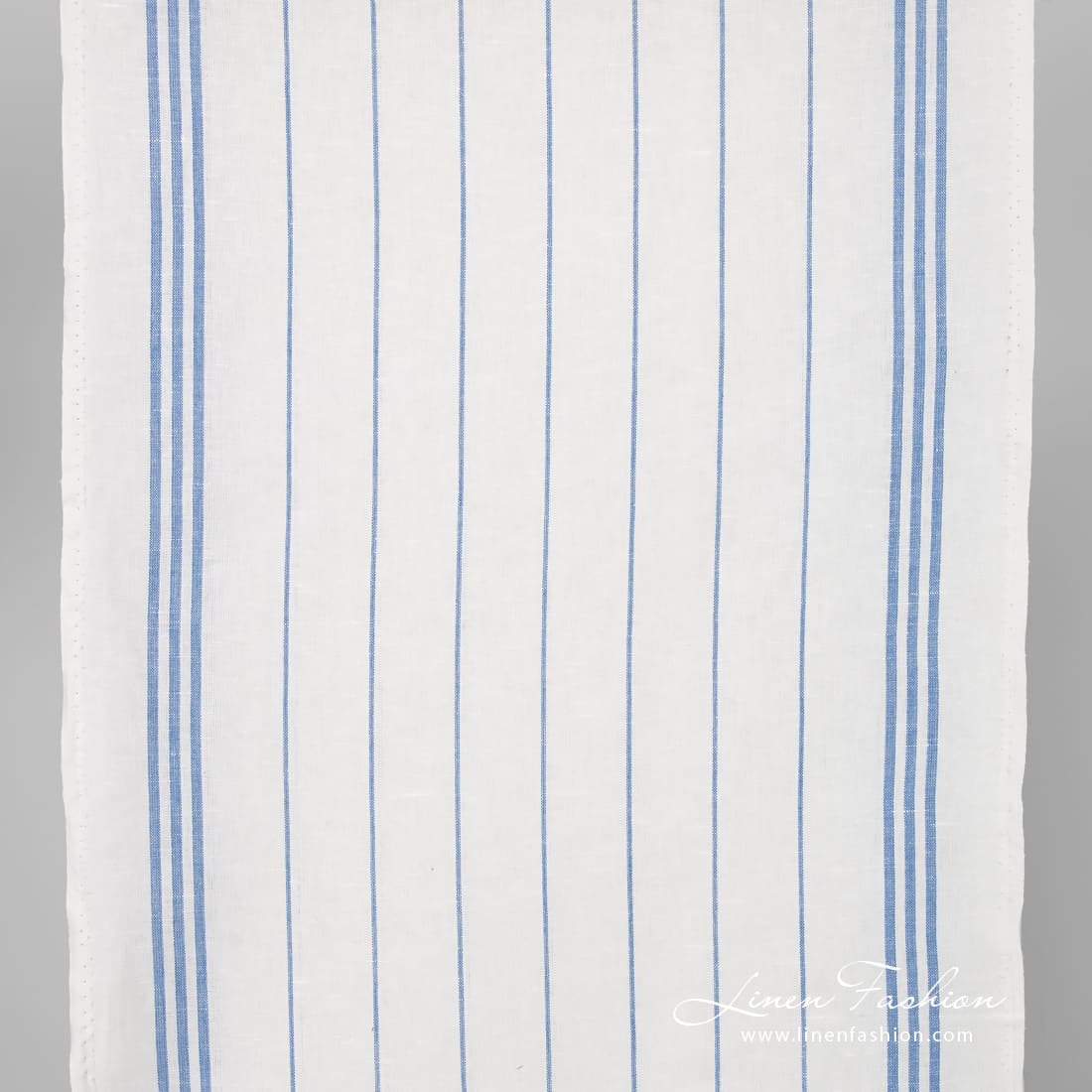Linen cotton white striped fabric