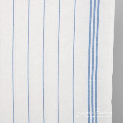 Linen cotton white fabric with stripes