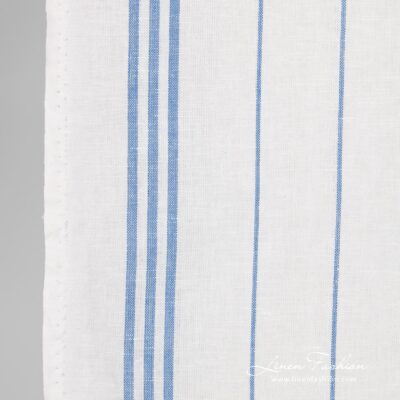 Linen cotton white fabric with vertical stripes