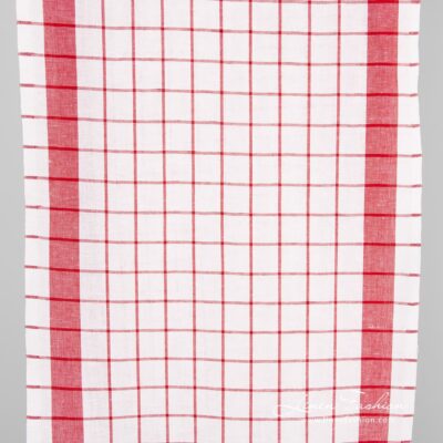 Linen cotton fabric in red checks