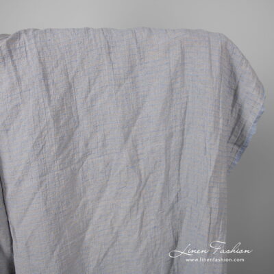 Washed grey blue patterned linen fabric 4 Washed grey blue patterned linen fabric