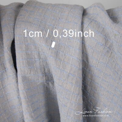 Washed grey blue patterned linen fabric 6 Grey blue linen fabric in interesting check pattern