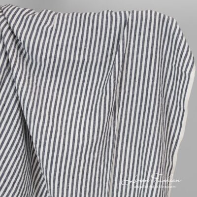 Linen fabric in navy stripes.