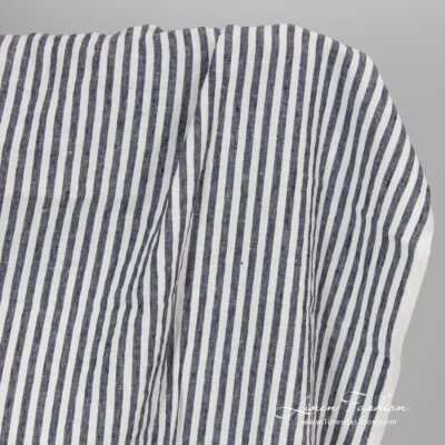 Washed linen fabric navy striped.