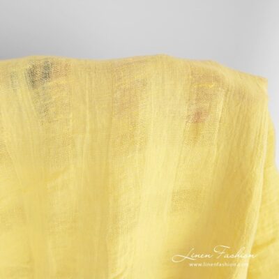 Yellow linen fabric in transparent checks washed 9 Yellow linen fabric, specially washed to increase softness