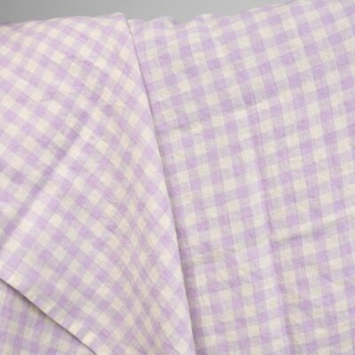 linen lilac washed fabric in checks, washed