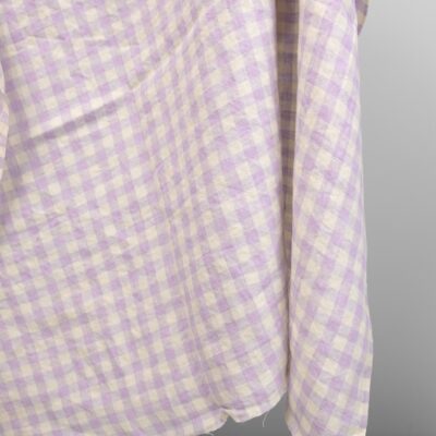 linen lilac washed fabric in checks, 145cm.