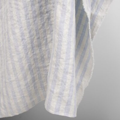 linen washed fabric blue stripes, vanilla shade