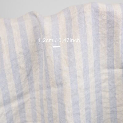 linen washed fabric blue stripes 1.2cm.