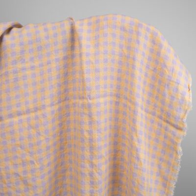 linen fabric lilac and yellow checks 145cm.
