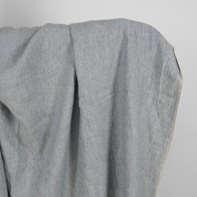 Linen washed fabric grayish blue color for sewing clothes and home textiles