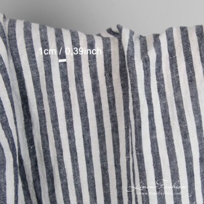 Wide linen fabric in blue stripes washed 8 285cm width linen fabric in dark blue vertical stripes