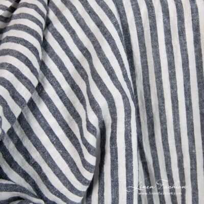 Wide linen fabric in blue stripes washed 6 Wide linen fabric in blue stripes, specially washed to increase softness