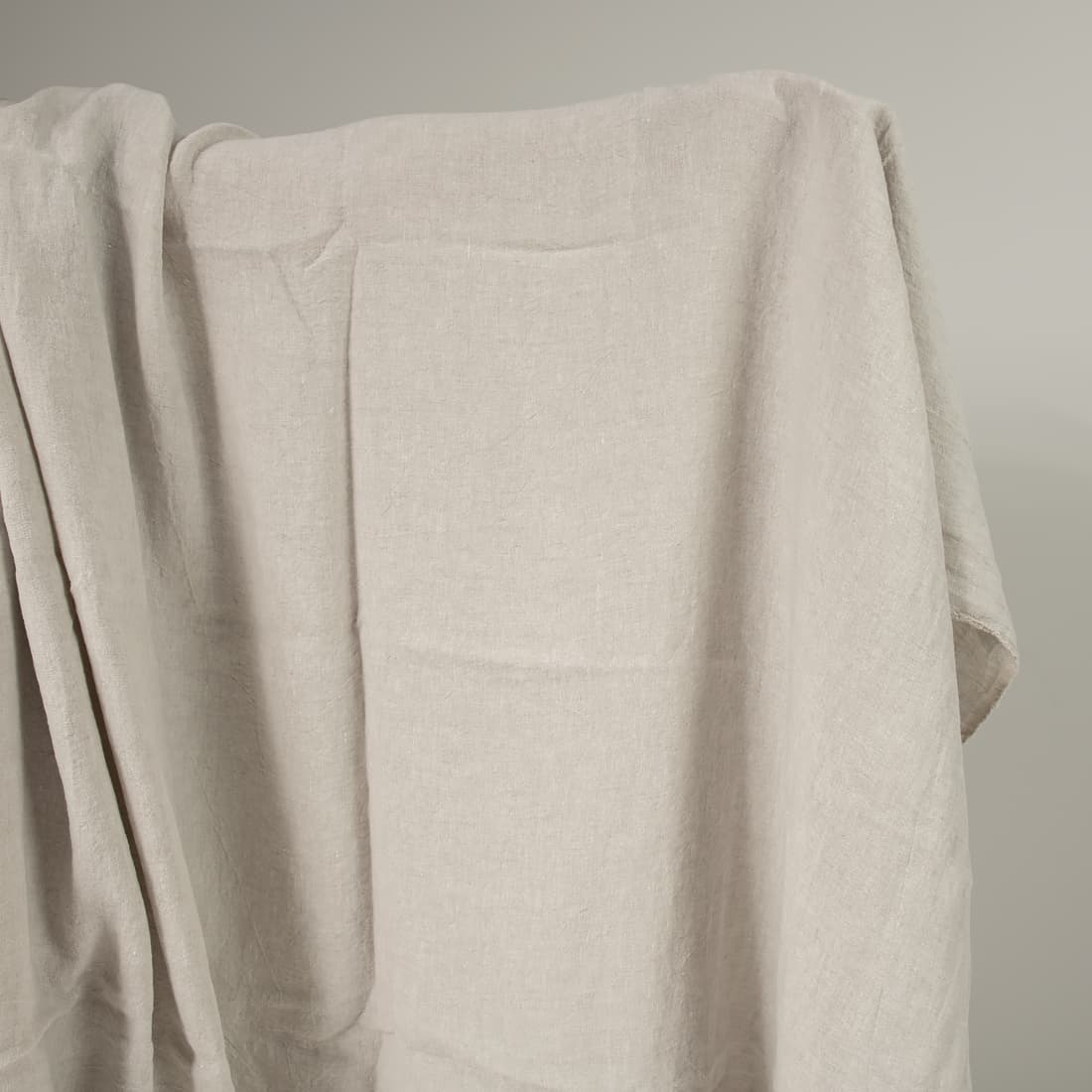 wide linen washed beige fabric