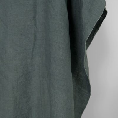 Washed linen fabric in balsam green colour, plain weave