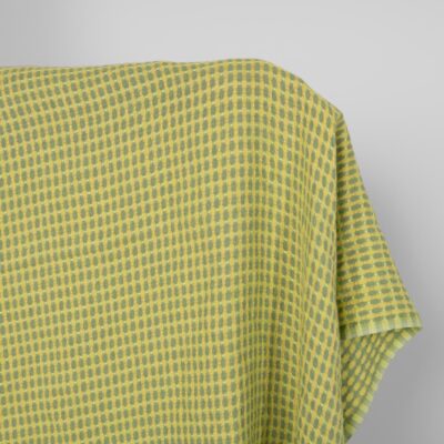 Washed linen fabric yellow and green pattern 7 Washed linen fabric yellow and green pattern, 100% linen