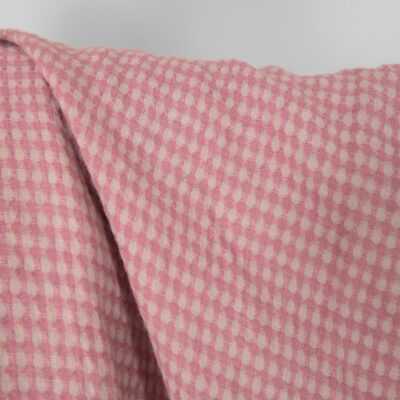 Washed linen fabric in greyish lilac pattern, 100% linen