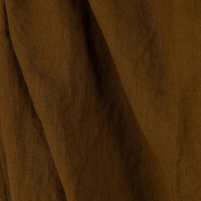 Washed linen fabric in golden brown, 100% linen