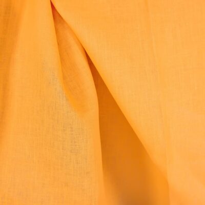 Linen fabric in plain vibrant warm yellow close up detail