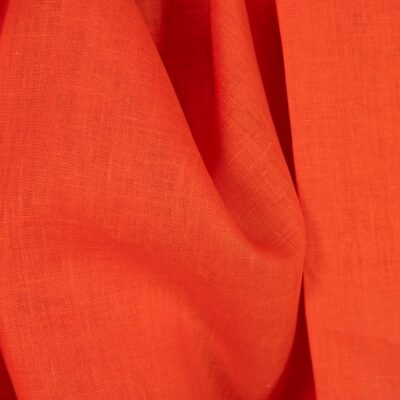 Linen fabric solid orange texture