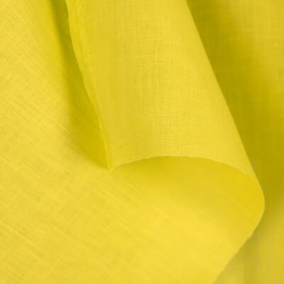 Linen fabric in sulphur spring colour edge