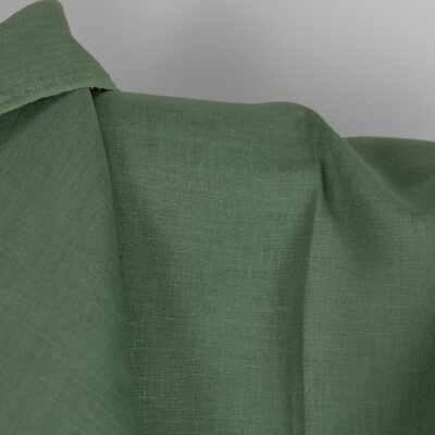 Linen fabric in sea spray colour close up detail