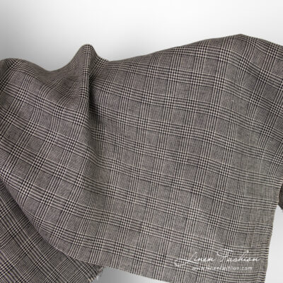 Linen fabric in black and greyish checks