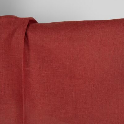 Linen red fabric close up detail
