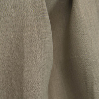 Greenish grey linen fabric in plain weave pattern