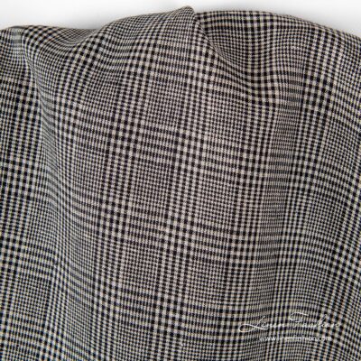 Linen fabric in black & natural checks