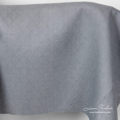 Linen grey diamond pattern fabric